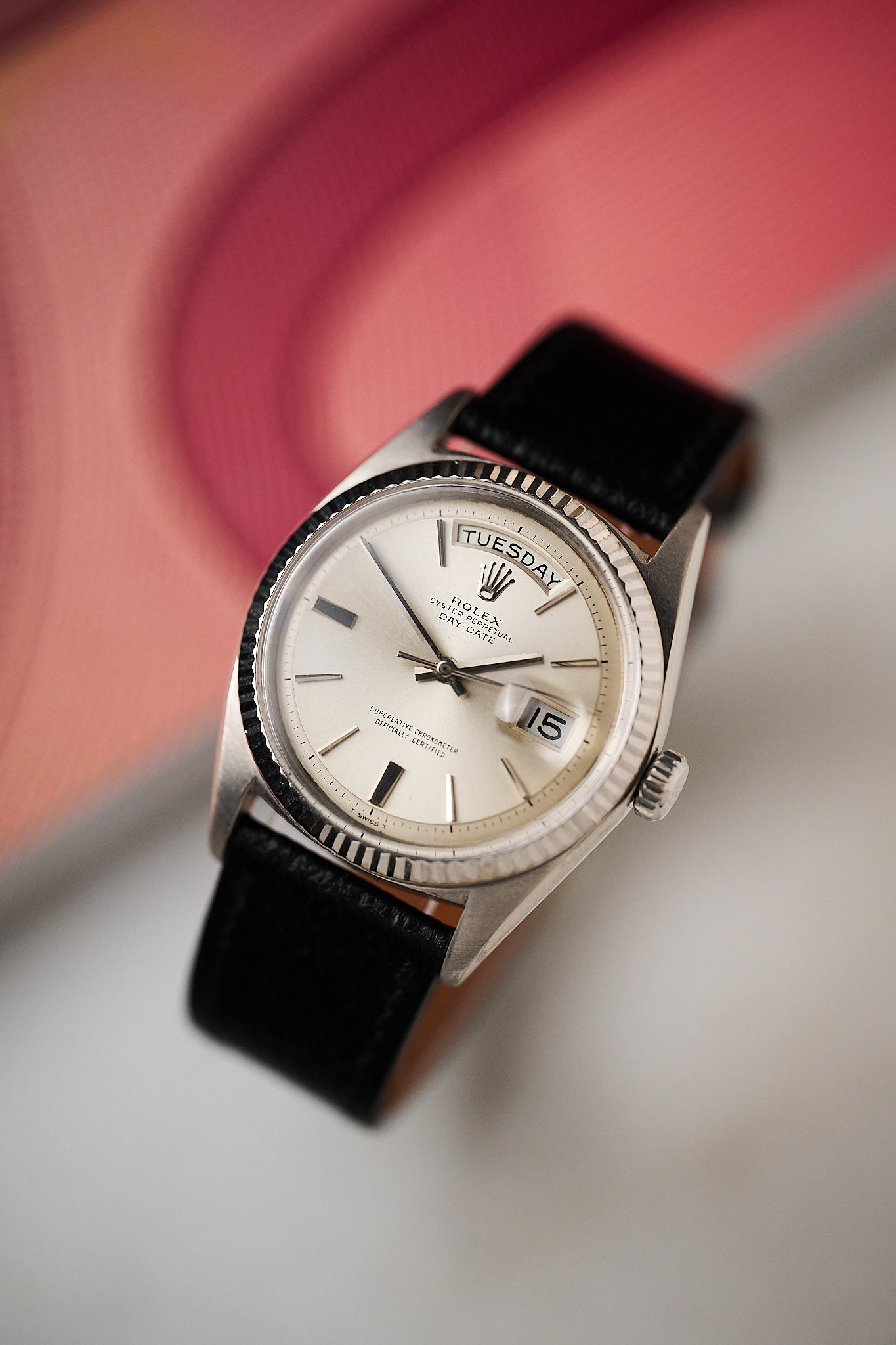 ROLEX DAY-DATE 1803 18K WHITE GOLD 'DOORSTOP DIAL'