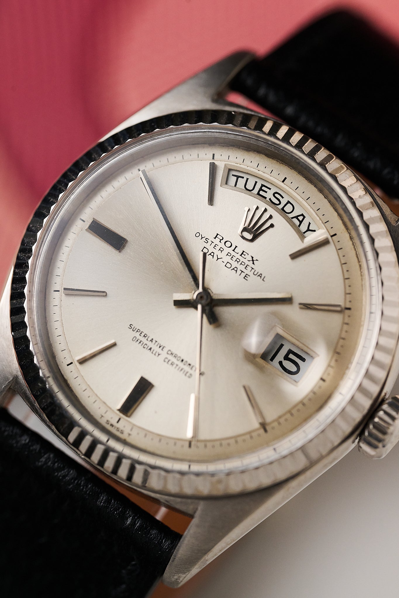 ROLEX DAY-DATE 1803 18K WHITE GOLD 'DOORSTOP DIAL'