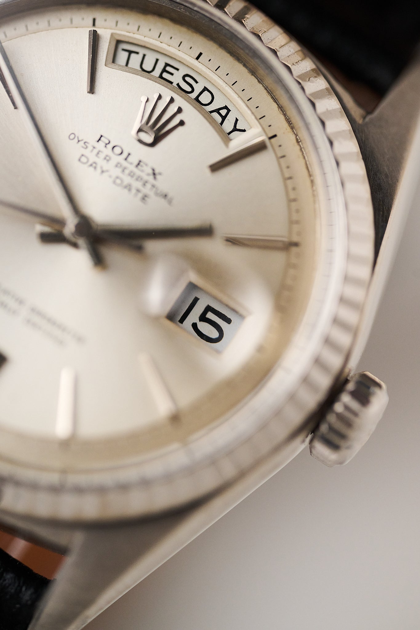 ROLEX DAY-DATE 1803 18K WHITE GOLD 'DOORSTOP DIAL'