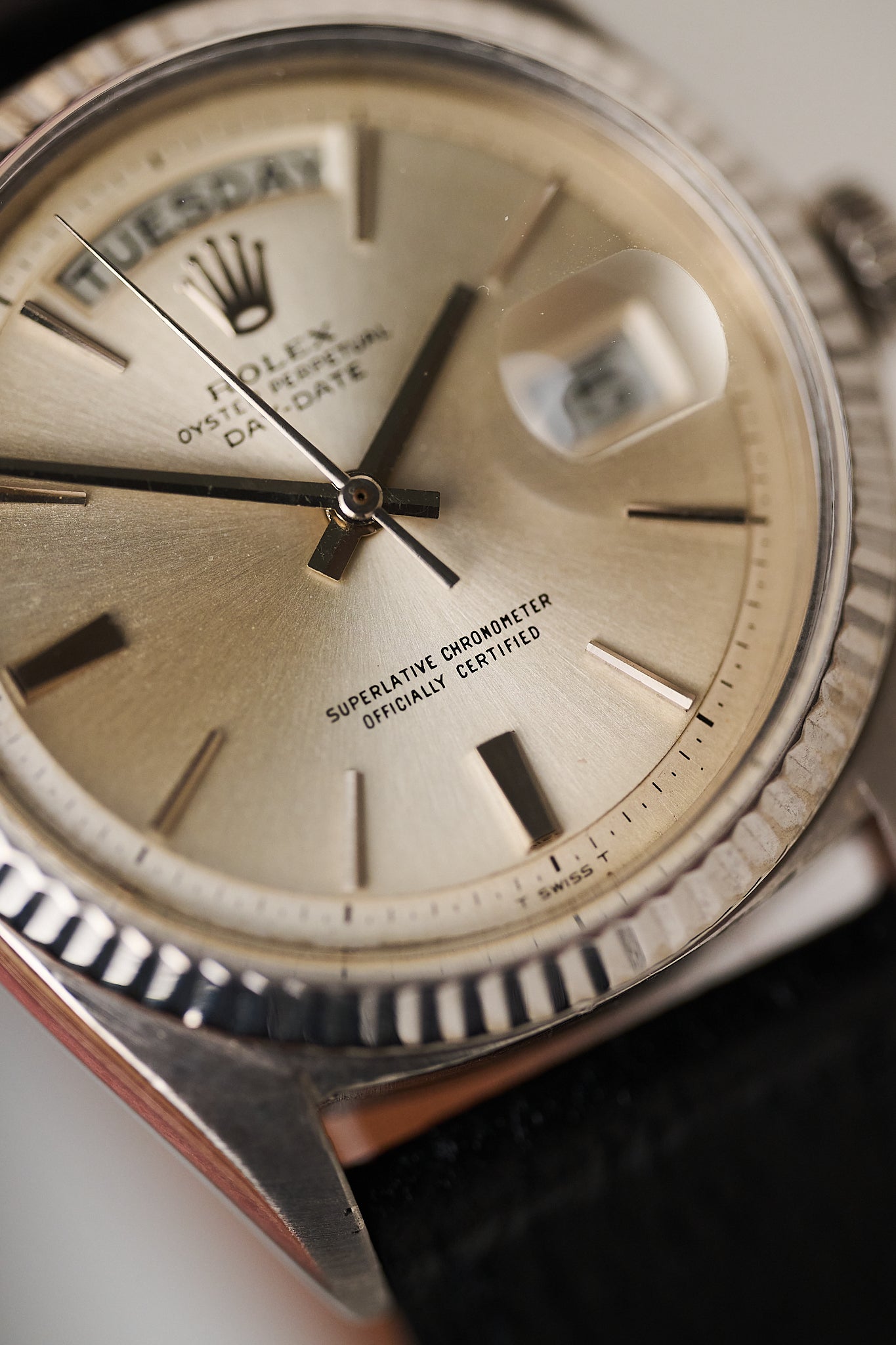 ROLEX DAY-DATE 1803 18K WHITE GOLD 'DOORSTOP DIAL'