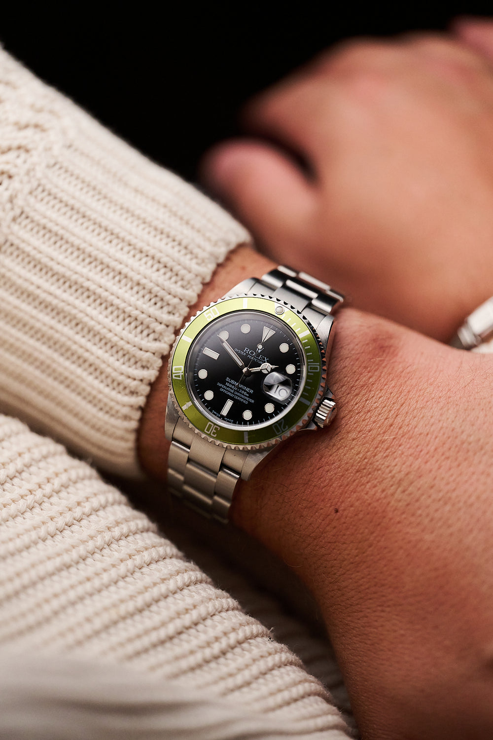 ROLEX SUBMARINER DATE 16610LV KERMIT 'FLAT FOUR' FULL SET