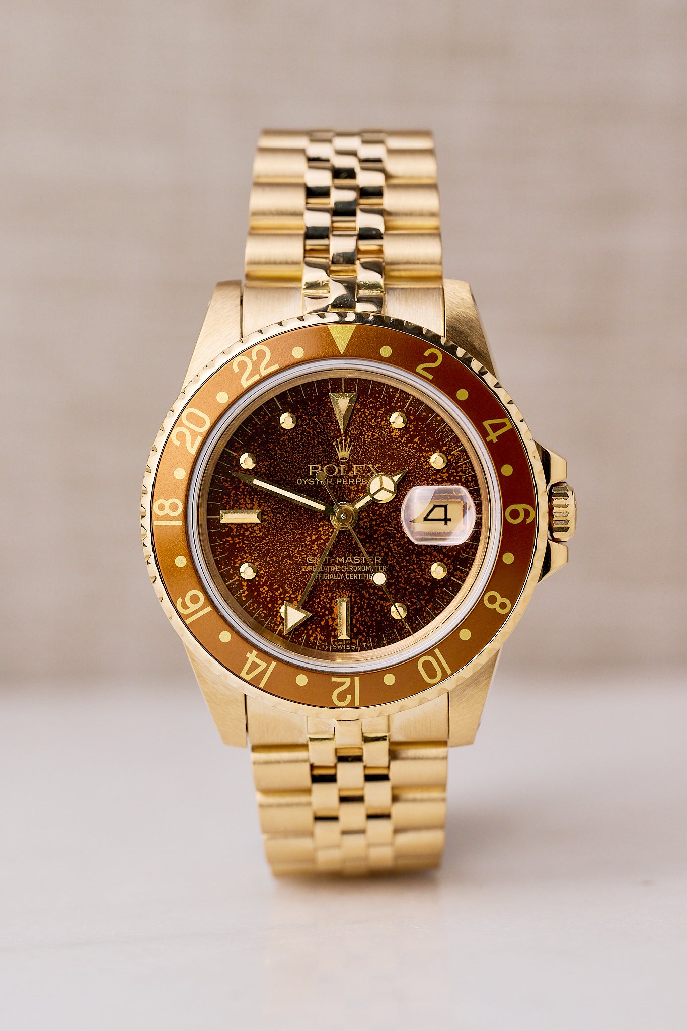 ROLEX GMT MASTER 18K YELLOW GOLD 'ROOTBEER'